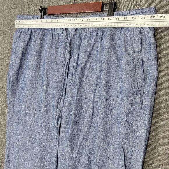 Old Navy Pants Womens 3X Blue Chambray Linen Blend Wide Leg Elastic Waist - Picture 3 of 12